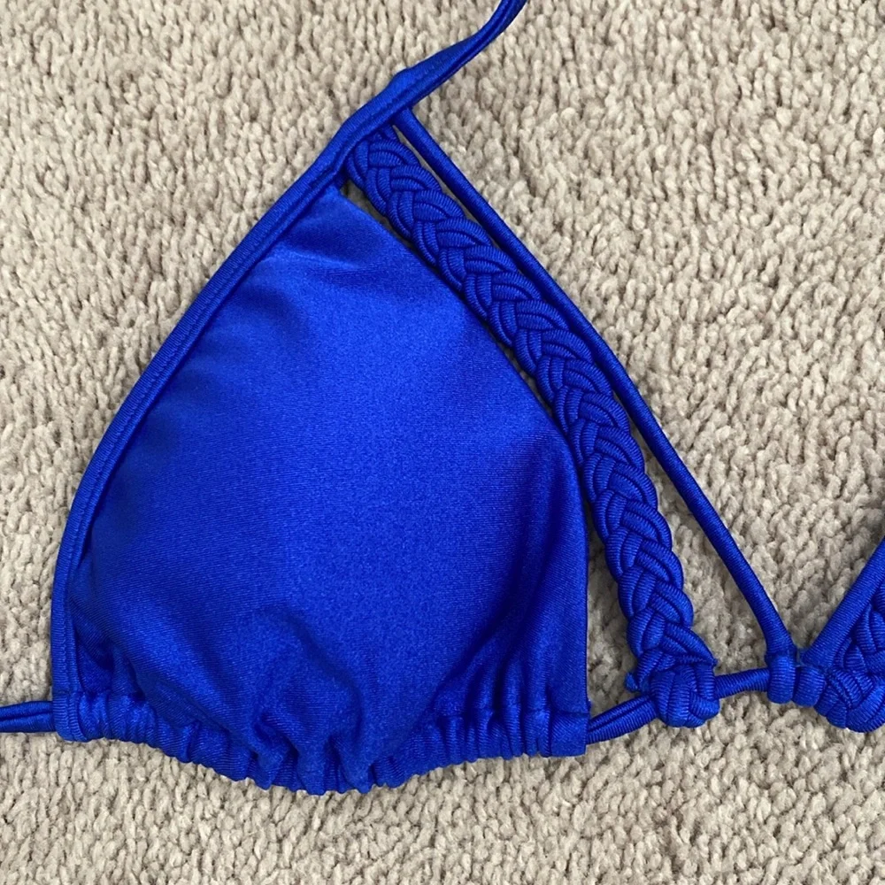 Luli Fama Kiss The Wave Triangle Top And Strings To Braid Full Bottom Size XS - Picture 3 of 15